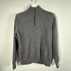 Cheviot Womens Cashmere Quarter-Zip Mock Neck Pullover Sweater XXL Gray Cozy